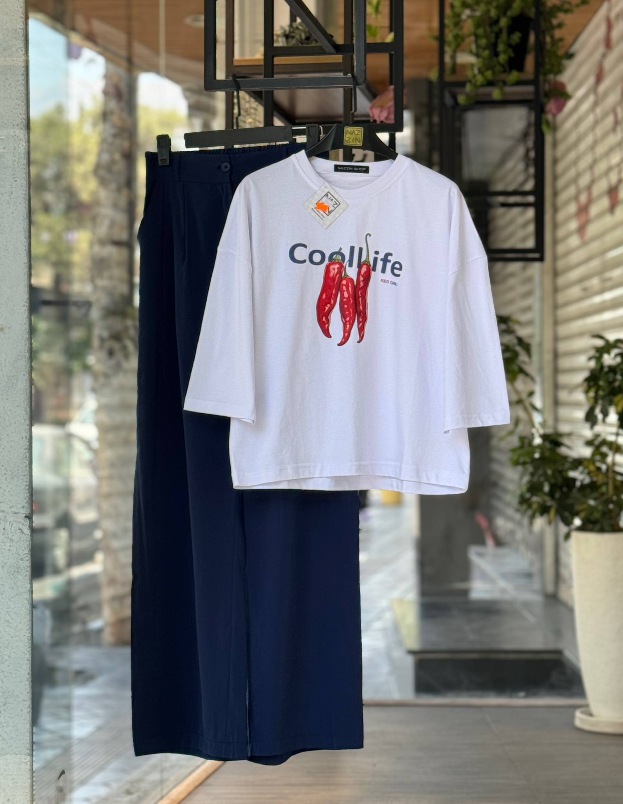 تیشرت طرح دار سفید DW0244