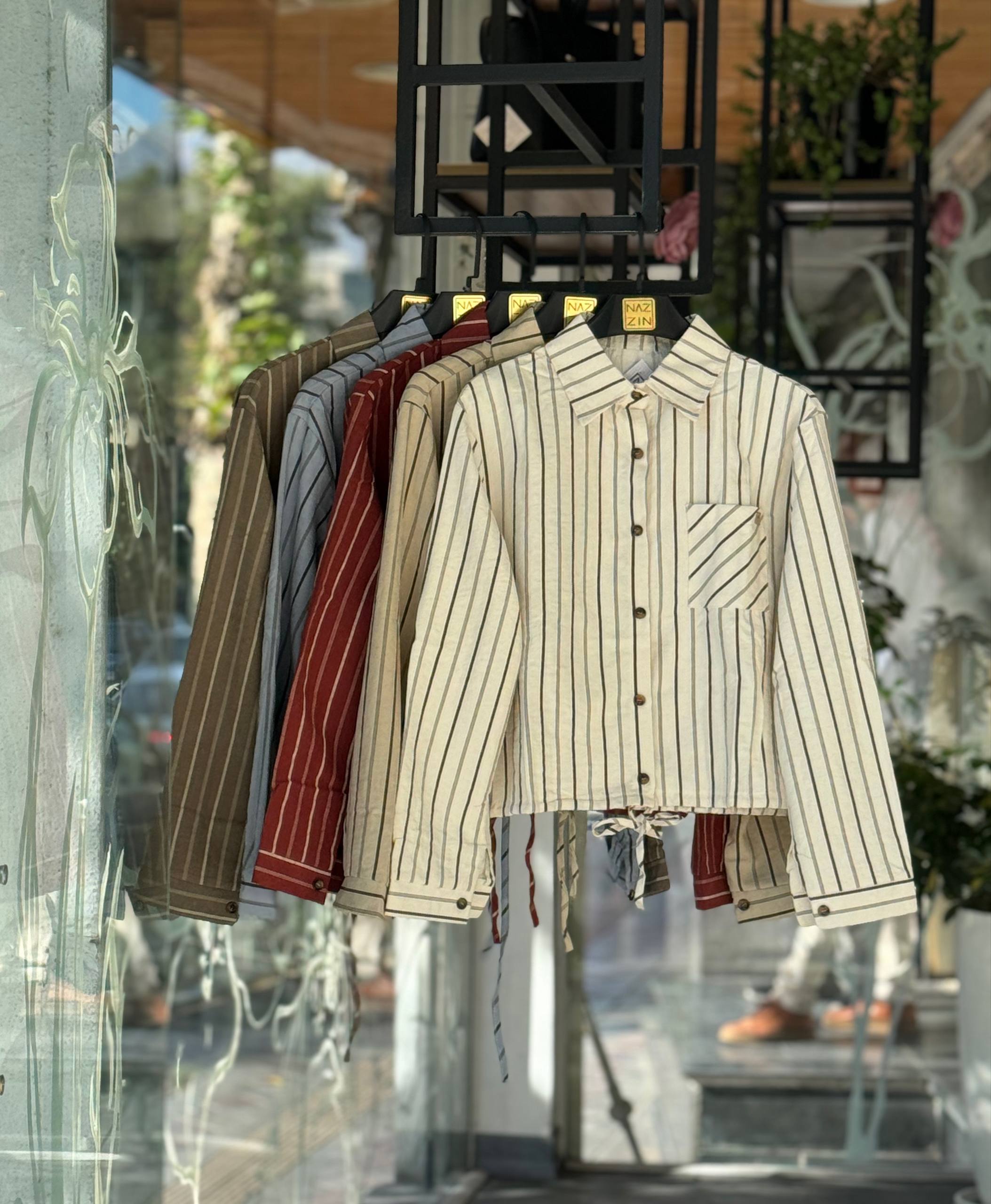 شومیز دکمه ای خط دار DW0169