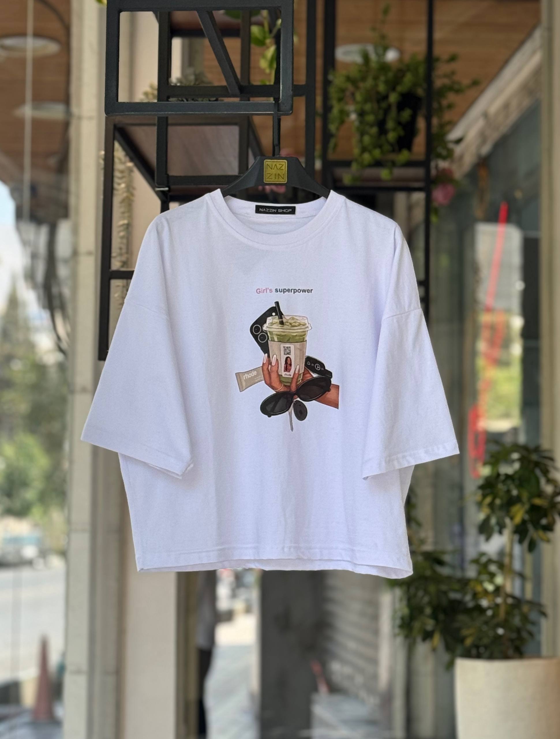 تیشرت طرح دار girl superpower DW0243